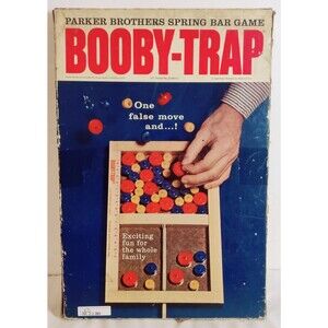 Vintage 1965 BOOBY TRAP wood board spring trap skill game Original Box Working